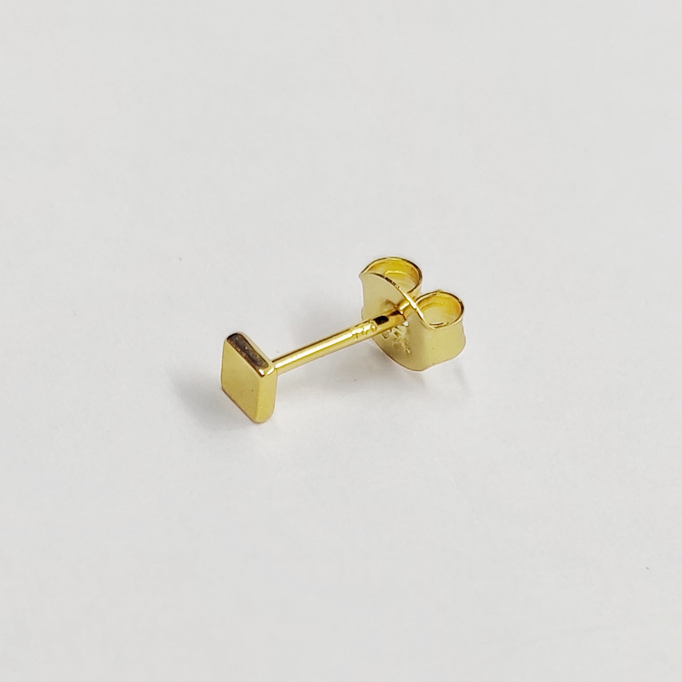 Boucles D'oreilles Homme En Or : Carré 6 Mm Micro Pavé, Cubic Zirconia, Vis Arrière (Argent, Neuf)